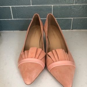 Anthropologie pink kitten heel pumps